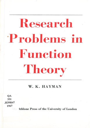 Research problems in function theory