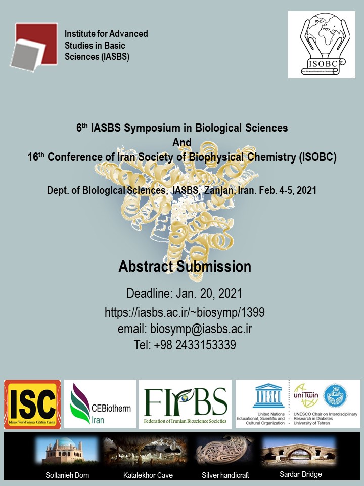 “6th IASBS Symposium in Biological Sciences” and “16th Conference of Iran Society of Biophysical Chemistry (ISOBC)” to be held virtually at IASBS