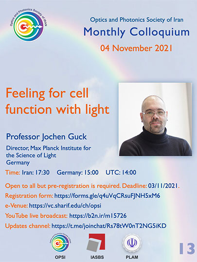 Professor Jochen Guck speaks in 13th OPSI monthly e-colloquia