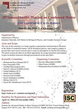 29th annual IASBS meeting on condensed matter physics